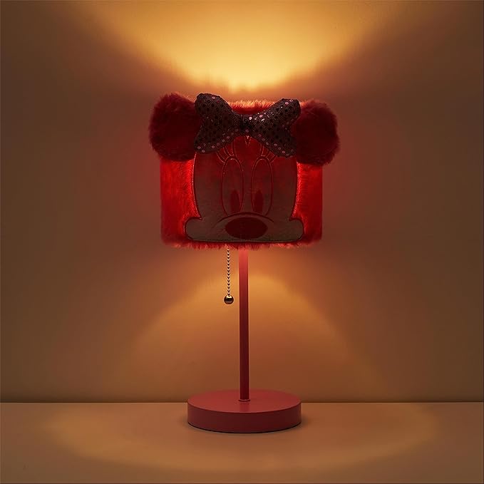 Idea Nuova Disney Minnie Mouse Plush Shade Table Lamp, Pink - LeafyLoom