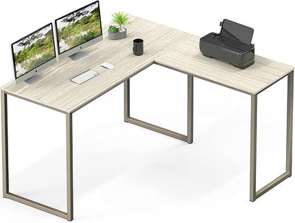 SHW 48-Inch Mission L-Shaped Home Computer Desk, Maple - LeafyLoom