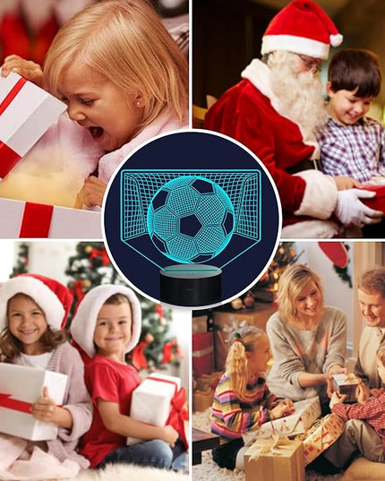 Attivolife 3D Illusion Soccer Night Light, Hologram Lamp with 16 Colors Changing & Remote Control & Dimmable, Cool Sports Theme Room Decor Birthday Christmas Gifts for Sport Lover Kid Teen Boy Men - LeafyLoom