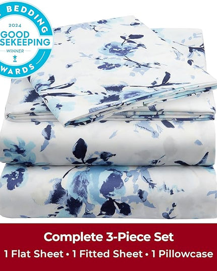 Mellanni Twin XL Sheets Set - 3 PC Iconic Collection Bedding Sheets & Pillowcases - Hotel Luxury, Extra Soft, Cooling Bed Sheets - Deep Pocket up to 16 inch (Twin Extra Long, Madison Blue) - LeafyLoom