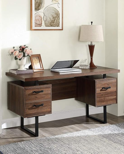 NicBex Laik-DW-00005-DX Desks, 59" W x 23.6" D x 30" H, Brown - LeafyLoom