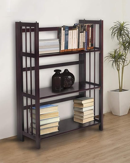 Casual Home 3 Shelf Folding Stackable Bookcase, 27.5" Wide, Espresso - LeafyLoom