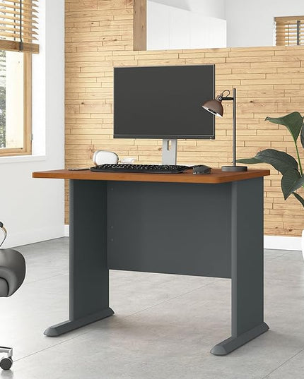 Bush Business Furniture Series A 36W Desk in Natural Cherry and Slate - LeafyLoom