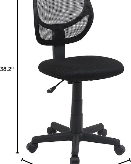 Amazon Basics Office Computer Task Desk Chair, Low-Back, Pneumatic Seat, Breathable Mesh, Adjustable, Swivel, BIFMA Certified, 21.25"D x 22.5"W x 38"H, 270 Pound Capacity, Black Nylon - LeafyLoom