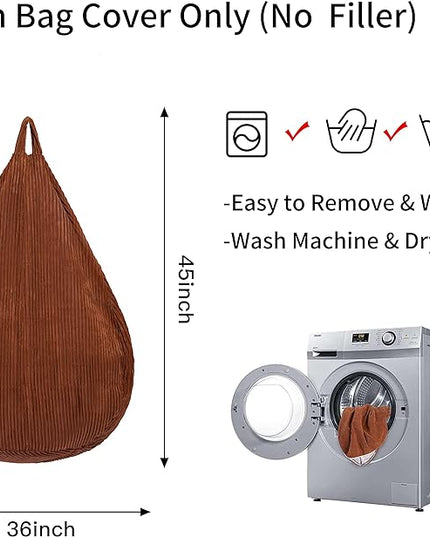 Bean Bag Chairs Cover (No Filler), Bean Bag Cover, Bean Bag for Adults, Kids, Teens-Large 4FT Black Bean Bag chairs - LeafyLoom