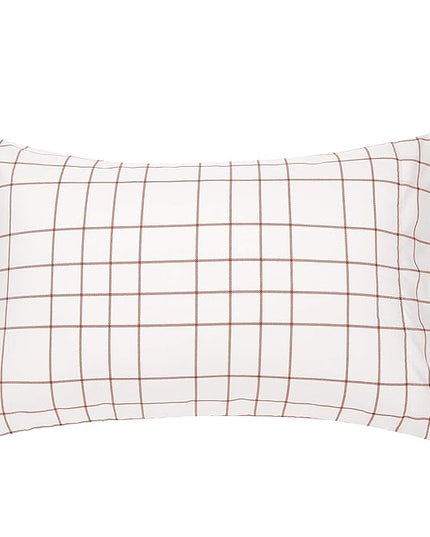 Amazon Basics Lightweight Microfiber Bed-in-a-Bag Comforter 7-Piece Bedding Set, Full/Queen, Red Simple Stripe, Plaid, Striped - LeafyLoom