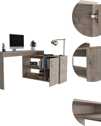 NicBex Kimberly-DW-00043-LWJ Home Office Desks, 45.86"x59.64"x30.11", Light Gray - LeafyLoom
