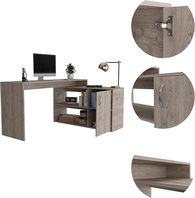 NicBex Kimberly-DW-00043-LWJ Home Office Desks, 45.86"x59.64"x30.11", Light Gray - LeafyLoom