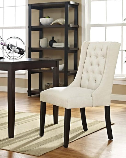 Modway Baronet Modern Tufted Upholstered Fabric Parsons Kitchen and Dining Room Chair in Beige - LeafyLoom