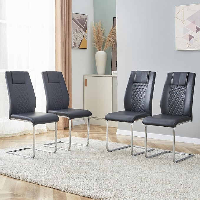NicBex Haerin-SD-00312-LWJ Dining Chairs, 16"x19"x38", Black and Silver - LeafyLoom