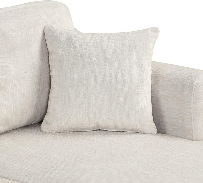122.1" Modern U-Shape Sectional Sofa with Right Side Chaise & Removable Ottoman, Velvet Upholstered Couch w/ 3 Pillows, for Living Room, Apartment, 122.1 Inch, White - LeafyLoom