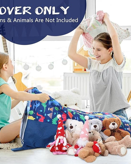 2 Pcs Stuffed Animal Storage Bean Bag Chair Stuffed Animal Bean Bag Storage Large Beanbag Covers Stuff Animal Organizer Bean Bag Couch for Kids Adults Plush Toys Pillows, Cover Only (Dinosaur) - LeafyLoom