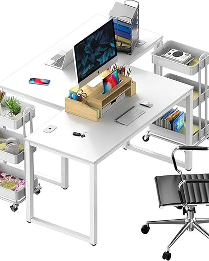 SHW 48" Home Office Computer Desk, 24" Deep, White - LeafyLoom