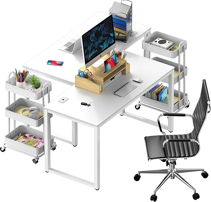 SHW 48" Home Office Computer Desk, 24" Deep, White - LeafyLoom