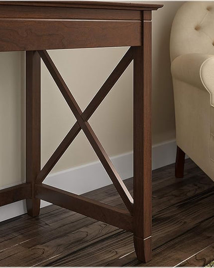 Bush Furniture Key West 60W L Shaped Desk with 2 Drawer Mobile File Cabinet in Bing Cherry - LeafyLoom