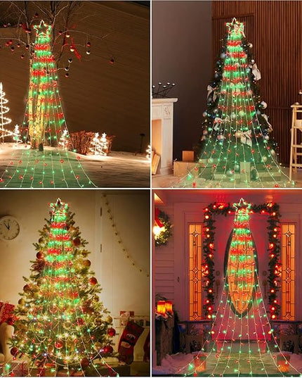 PUHONG Christmas Decoration Outdoor Star String Lights,320 LED Christmas Lights[8 Modes & Waterproof], Lighted Christmas Star for Halloween Xmas New Year Holiday (IronStar-Red+Green) PUHONG