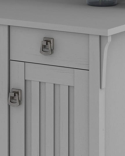 Bush Furniture Salinas 60W L Shaped Desk with Hutch and 5 Shelf Bookcase in Cape Cod Gray - LeafyLoom
