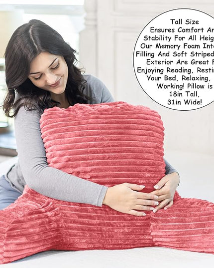 Homie Reading Pillow with Wrist Support, Has Arm Rests, and Back Support for Bed Rest, Lounging, Reading, Working on Laptop, Watching TV (Pink) - LeafyLoom