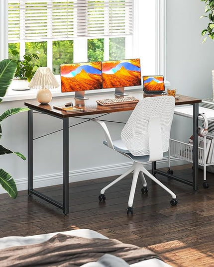 Coleshome 48 Inch Computer Desk, Modern Simple Style Desk for Home Office, Study Student Writing Desk, Vintage - LeafyLoom