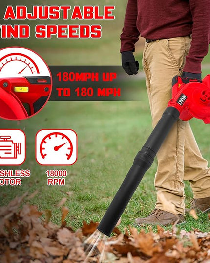 Cordless Leaf Blower for Milwaukee M18 Battery,2-in-1 Handle Electric Blower + Vacuum Cleaner, 6 Variable Speed Up to 180MPH,Electric Jobsite Air Blower with Brushless Motor (Only Tools) - LeafyLoom