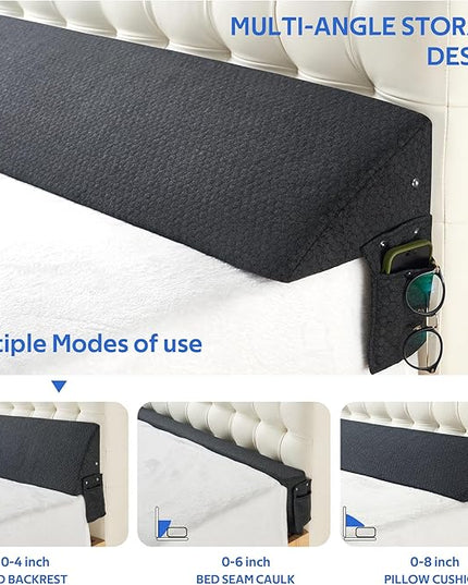 Bed Wedge Pillow Gap Filler Queen (60”x10”x6”) Pillow Wedge for Headboard Gap Mattress Wall Wedge Gap Filler for Close Gap (0-8") between Your Headboard or Bed Crack Pillow (Gray) - LeafyLoom