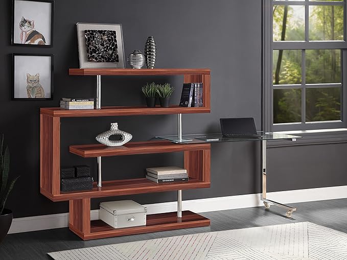 NicBex Kimberly-DW-00026-LWJ Home Office Desks, 55"x24"x54", Walnut - LeafyLoom