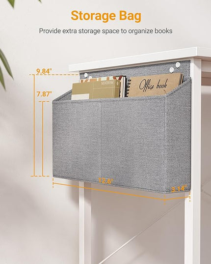 CubiCubi 47 Inch L Shaped Computer Desk with Storage Shelves, Home Office Corner Desk Study Writing Table, White - LeafyLoom