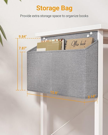 CubiCubi 55 Inch L Shaped Computer Desk with Storage Shelves, Home Office Corner Desk Study Writing Table, White - LeafyLoom