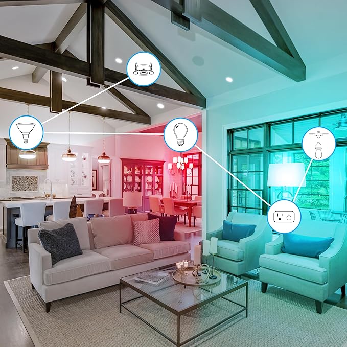 Feit Electric OM60/RGBW/CA/AG Smart WiFi Color Changing and Dimmable, Alexa or Google Assistant, No Hub Required A19 LED Light Bulb, 60W FeitElectricCompany