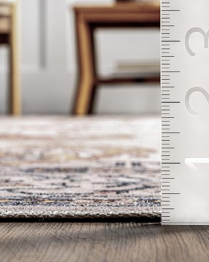 nuLOOM Finley Machine Washable Vintage Distressed Ultra Thin Area Rug, 9' x 12', Beige - LeafyLoom