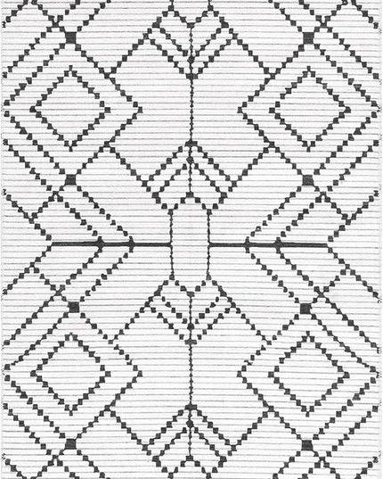 nuLOOM Echo Multi Diamond Machine Washable Ultra Thin Runner Rug, 2' 6" x 8', Ivory - LeafyLoom