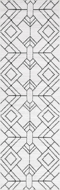 nuLOOM Echo Multi Diamond Machine Washable Ultra Thin Runner Rug, 2' 6" x 8', Ivory - LeafyLoom