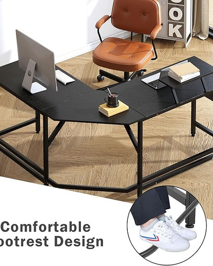 Need L Shaped Computer Desk 59 Inch Gaming Desk with Large Monitor Stand L Desk Corner Desk with Storage Bag for Home Office Writing Studying Black - LeafyLoom