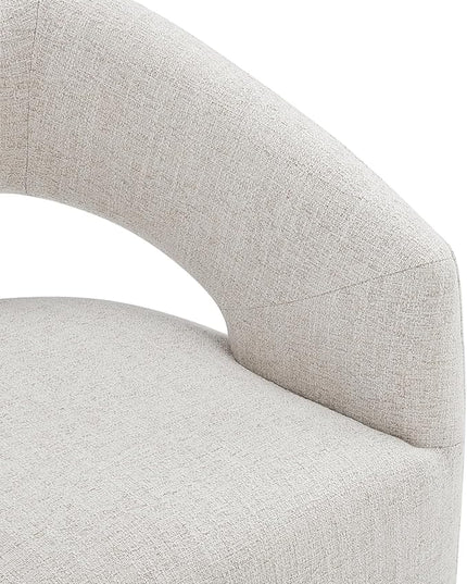 Dining Chairs with Casters Upholstered Modern Armchair with Rollers for Diningroom Bedroom Livingroom Reading Room, 32.25''H, Ivory - LeafyLoom