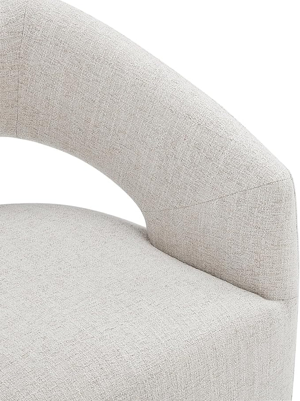 Dining Chairs with Casters Upholstered Modern Armchair with Rollers for Diningroom Bedroom Livingroom Reading Room, 32.25''H, Ivory - LeafyLoom