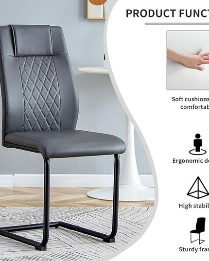 NicBex Dining Chairs Set of 6 Modern Faux Leather High Back Dining Room Kitchen Chairs with Black Metal Legs,Side Chairs for Dining Room, Kitchen,Living Room, and Restaurants,Gray - LeafyLoom