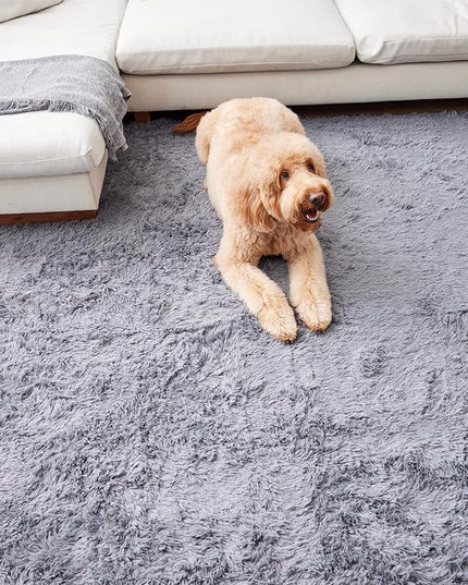 Ophanie Machine Washable Upgrade 8x10 Rugs for Living Room, Grey, Fluffy Shaggy Soft Area Rug, Gray Non-Slip Indoor Floor Carpet for Bedroom, Kids Baby Boys Teen Dorm Home Decor Aesthetic, Nursery - LeafyLoom