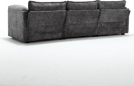 5 Seater L Shaped Convertible Modular Sectional Sofa with Reversible Chaise, Minimalist Oversized Sleeper Corner Couch,Chenille Upholstered Leisure Sofá for Living Room Office, Dark Gray 112.2" - LeafyLoom