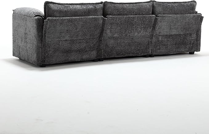 5 Seater L Shaped Convertible Modular Sectional Sofa with Reversible Chaise, Minimalist Oversized Sleeper Corner Couch,Chenille Upholstered Leisure Sofá for Living Room Office, Dark Gray 112.2" - LeafyLoom