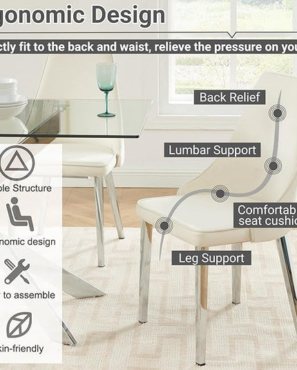 Dining Chairs Set of 2, Modern and Minimalist Leisure Backrest Velvet Chairs. Leisure Upholstered Velvet Dining Chair with Gold Metal Chromed Legs - LeafyLoom