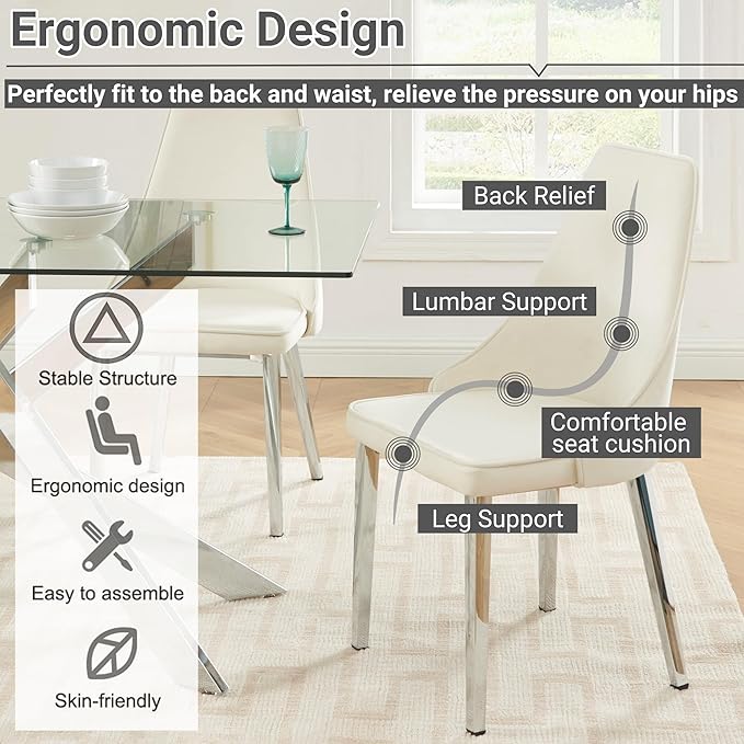 Dining Chairs Set of 2, Modern and Minimalist Leisure Backrest Velvet Chairs. Leisure Upholstered Velvet Dining Chair with Gold Metal Chromed Legs - LeafyLoom