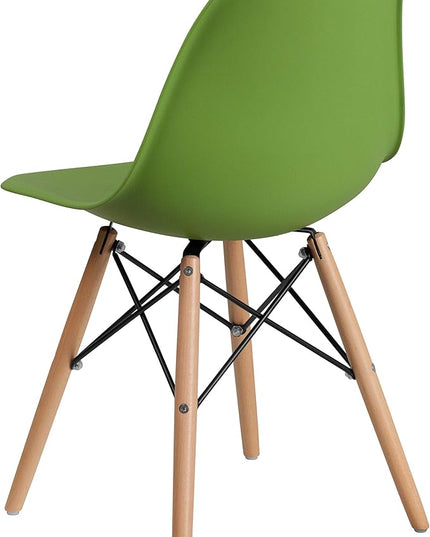 Flash Furniture 2 Pack Elon Series Green Plastic Chair with Wooden Legs - LeafyLoom