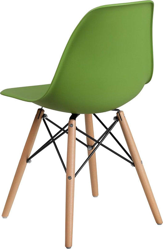 Flash Furniture 2 Pack Elon Series Green Plastic Chair with Wooden Legs - LeafyLoom