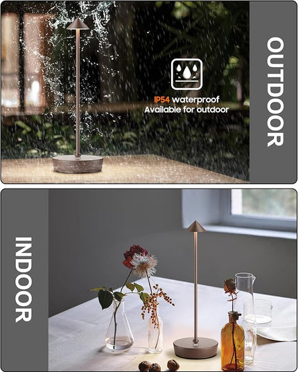 Cordless Table Lamps Rechargeable, 6000mAh Battery Operated LED Desk Lamp Outdoor Waterproof Portable Touch Dimmable Table Night Light for Patio Restaurant Dining Home Set of 2 Rust - LeafyLoom