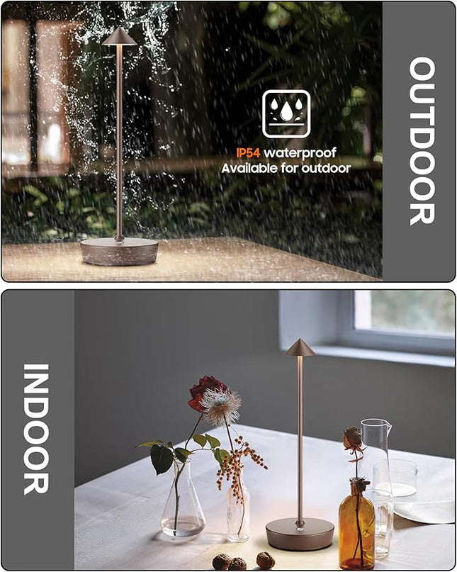 Cordless Table Lamps Rechargeable, 6000mAh Battery Operated LED Desk Lamp Outdoor Waterproof Portable Touch Dimmable Table Night Light for Patio Restaurant Dining Home Set of 2 Rust - LeafyLoom