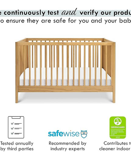 DaVinci Birdie 3-in-1 Convertible Crib, Honey, Easy Assemble, Greenguard Gold Certified - LeafyLoom