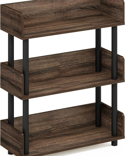 Furinno Turn-N-Tube 3-Tier Toolless Freestanding Multipurposes Display Rack, Walnut - LeafyLoom