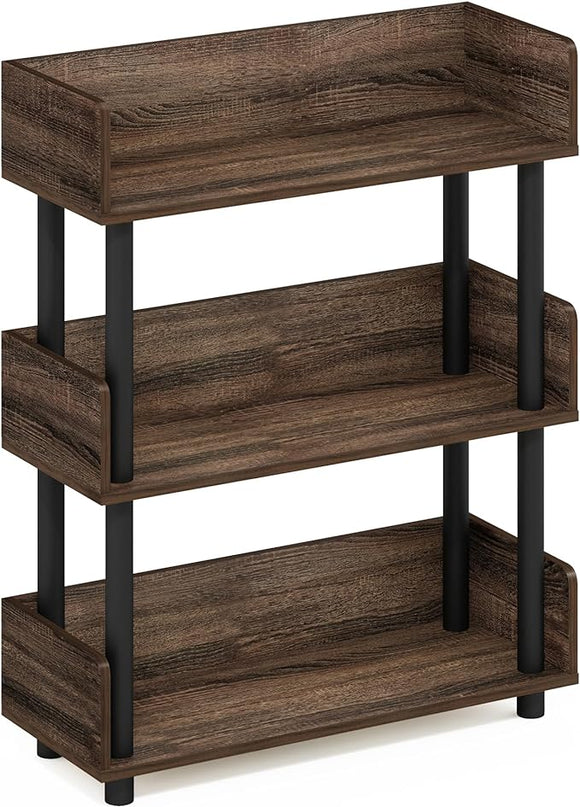 Furinno Turn-N-Tube 3-Tier Toolless Freestanding Multipurposes Display Rack, Walnut - LeafyLoom