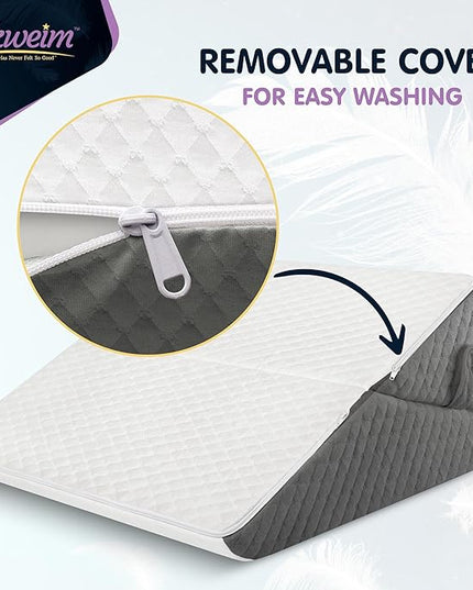 Adjustable Bed Wedge Pillow for Sleep Apnea, Gerd, Acid Reflux, Post Surgery, Heartburn - Foam Wedge Pillow for Back Pain Relief, Sleep Apnea Pillow Wedge or Bed Wedge Pillow for Sleeping for Seniors - LeafyLoom