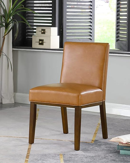 HomePop Kolbe Dining Chair - Carmel Faux Leather (Single Pack) - LeafyLoom